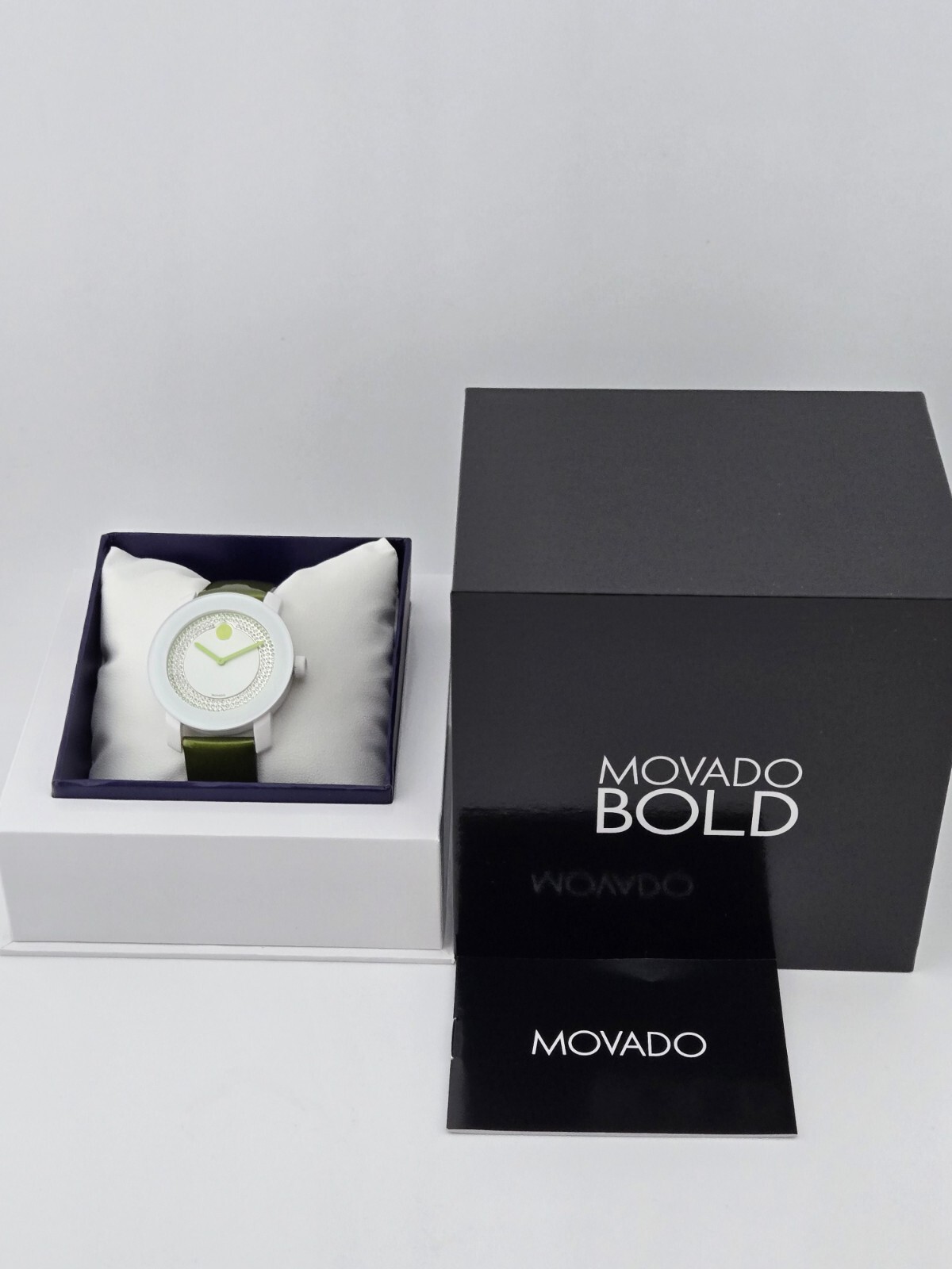 Movado Bold Women's White Crystal Dial Leather Band Watch - 3600316 ($495 MSRP)