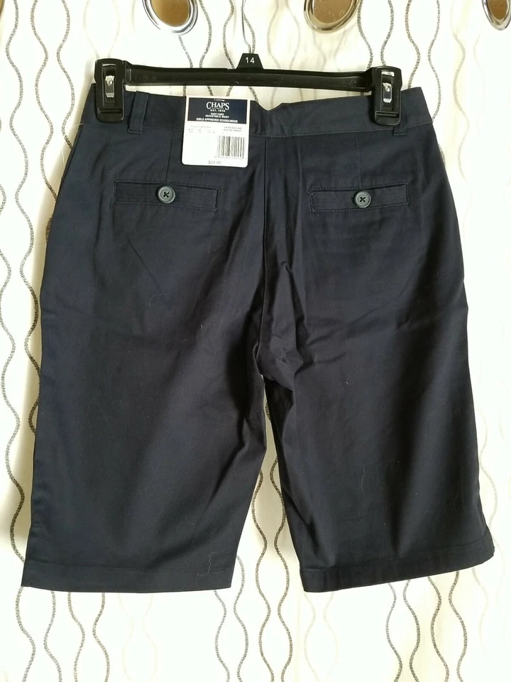 Chaps Approved Schoolwear Navy Stretch Bermuda Girls Shorts Size 14 Reg - Image 2 of 4