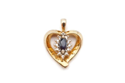 Ross Simons Saphir Diamant Herz Anhänger vergoldet Sterlingsilber 925