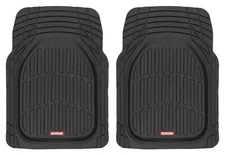 2pc Set Car Floor Mats for All Weather Rubber Semi Custom Fit Heavy Duty Black