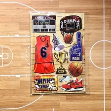 Basketball stickers, 2 dimensional, scrapbooking