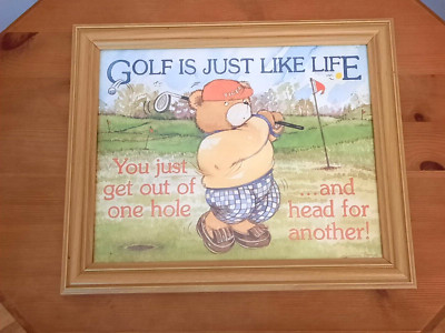 Vintage gerahmter Golf Cartoon Druck Golf ist wie das Leben