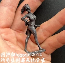 2.4" Brass Killer Girl Statue Art Beauty Model Artwork Collection Home Decor