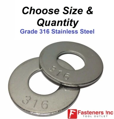 BRIGHTON BEST Grade 316 Stainless Steel Flat Washer GRADE 316 (Choose Size & Quantity)