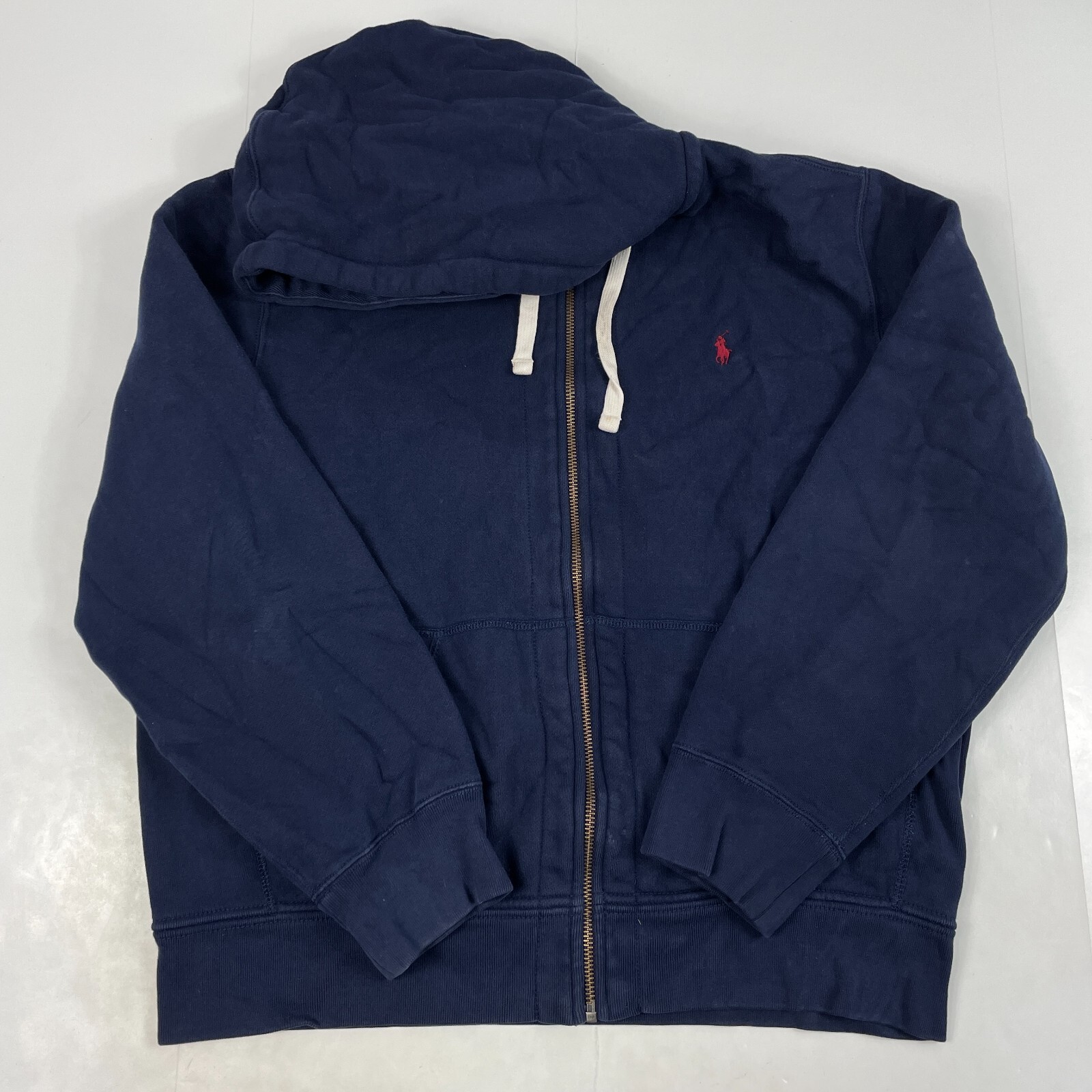 Polo Ralph Lauren Felpa con Cappuccio Uomo Extra Large Blu Full Zip Abbigliamento da Lavoro Pesante Pony