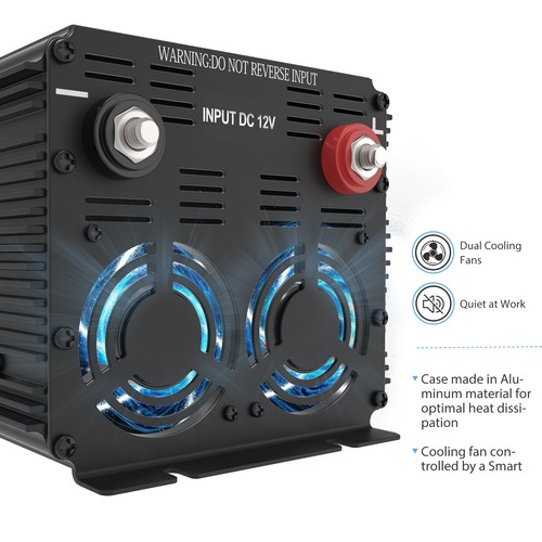 Falownik EDECOA 12V 230V 3000W Przetwornica napięcia ET-RC Pilot zdalnego sterowania 0% VAT - Zdjęcie 5 z 9