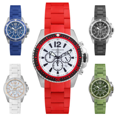 ROCCOBAROCCO SPORT Chrono Colored Silicone Steel Bracelet Men's Watch