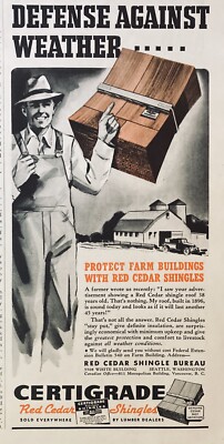 1942 AD(XF11)~RED CEDAR SHINGLE BUREAU, SEATTLE, WA. CENTIGRADE CEDAR SHINGLES