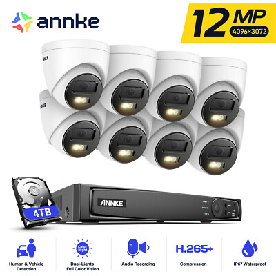 ANNKE 12MP Audio POE IP Security Camera System Color Night 8CH NVR AI Detection