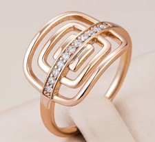 Ring 56 58 60 62 Fingerring Goldring  Zirkonia Rotgold 585 plattiert Damen
