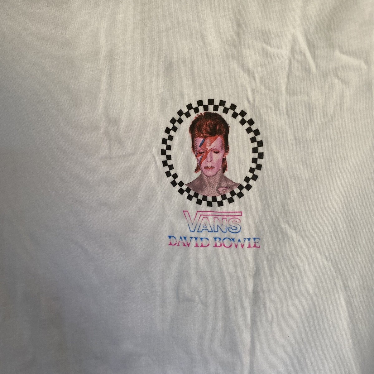 Vans David Bowie Tshirt Boys Kids L Large White New Aladdin Sane