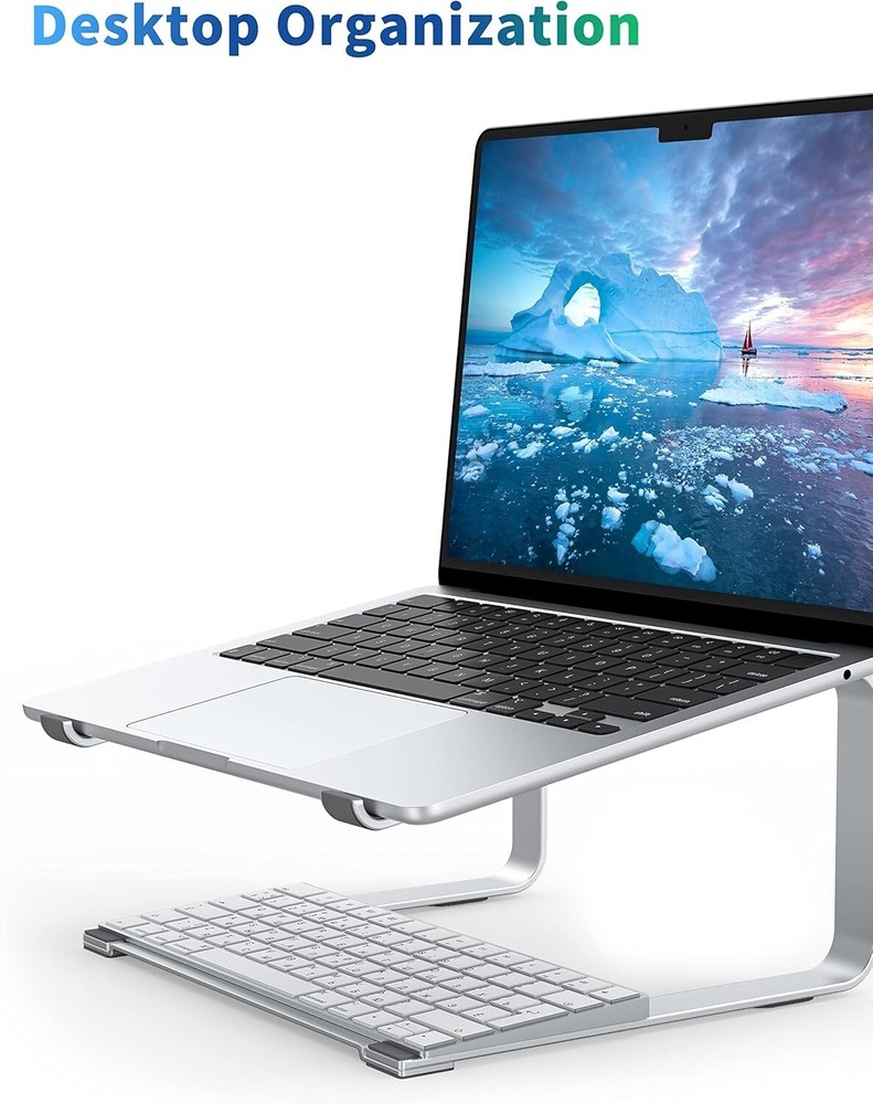 Ergonomic Metal Laptop Stand for Desk Heavy Duty Stable PC Riser Holder  