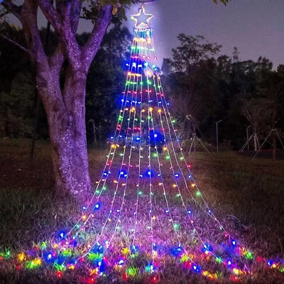 Christmas Decoration Lights 320 LED Waterfall Christmas Tree Lights 10" Star