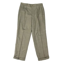 Vintage Perry Ellis Portfolio Pant Men 36 Houndstooth Pleated Worsted Wool Blend