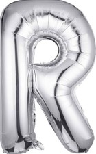 Letter Balloon 40 Inch, Single Silver Letter R Balloon