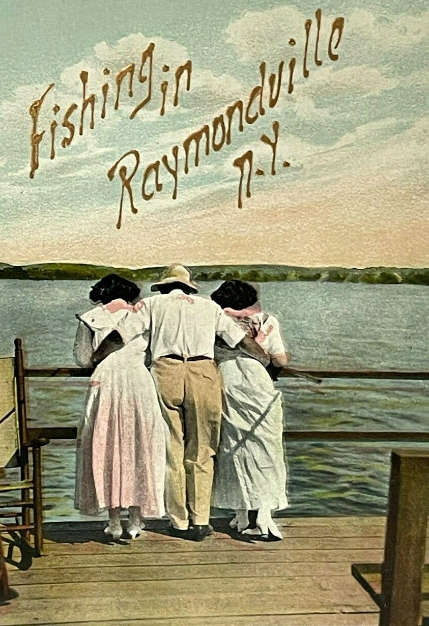 Vintage Postcard Romantic Fishing Pier Raymondville New York c. 1910 eBay