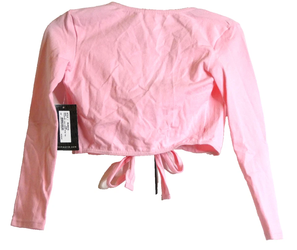 Top envolvente Bloch Dance niño talla 1 - 6x-7 rosa encubrimiento encogimiento de hombros manga larga nuevo con etiquetas Foto 3 de 4