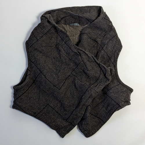 OSKA Asymmetric Pleated Striped Green/Gray Wool Japanese Wrap Vest size 3/M-L - Picture 17 of 22