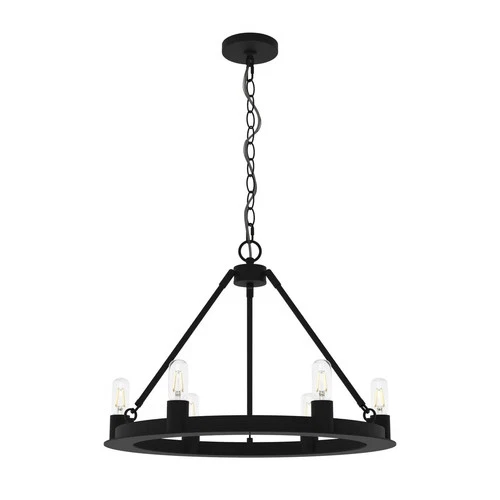 Hunter Fans - Saddlewood 6-Light Chandelier in Industrial Style-24 Inches Wide - Picture 1 of 2