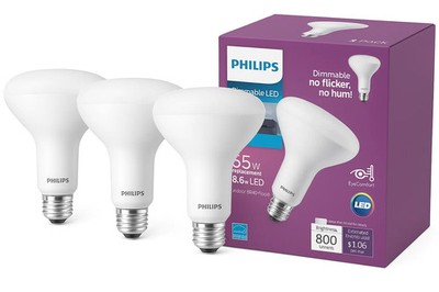 Philips Frosted Dimmable BR40 Light Bulb EyeComfort, 8.8W, 65W, 800 Lumen (3 Pk)