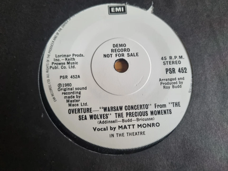 Matt Monro – Warsaw Concerto Theme From "The Sea Wolves" 7” Cinema Promo 1980 - Bild 2 von 4
