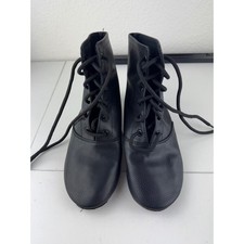 Kids Black Leather Lace Up Jazz Dance Boots Shoes Size 2Y