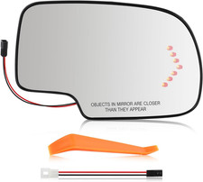 Right Passenger Side Mirror Glass with Heated Turn Signal Fits for Chevy Silve