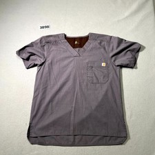Carhartt Liberty Scrub Top Men S Gray V Neck Pocket Ripstop Medical High Low Hem