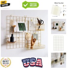 Wall Grid Panel for Photo Display,Wall Storage Organizer,5 Metal Clips  3 S ...