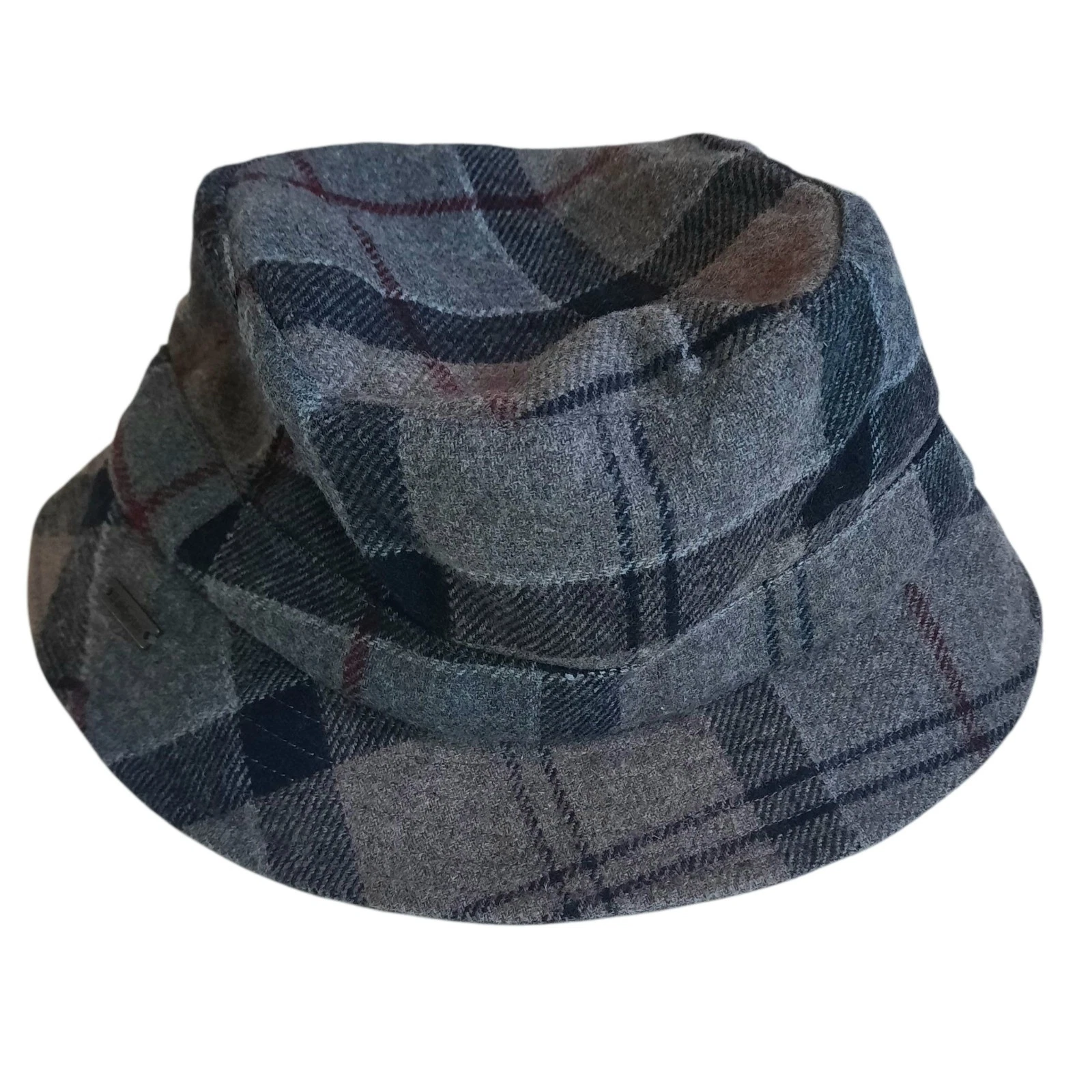 Barbour Winter Tartan Plaid Bucket Hat Women's S/M Wool Blend Fleece Lined