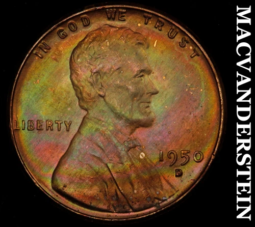1950-D Lincoln Wheat Cent- Color- Choice Gem Brilliant Unc No Reserve #J2596