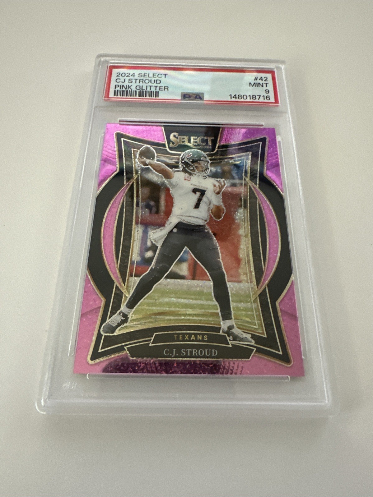 2024 Select CJ Stroud #42 Pink Glitter 13 /15 PSA 9 view 2