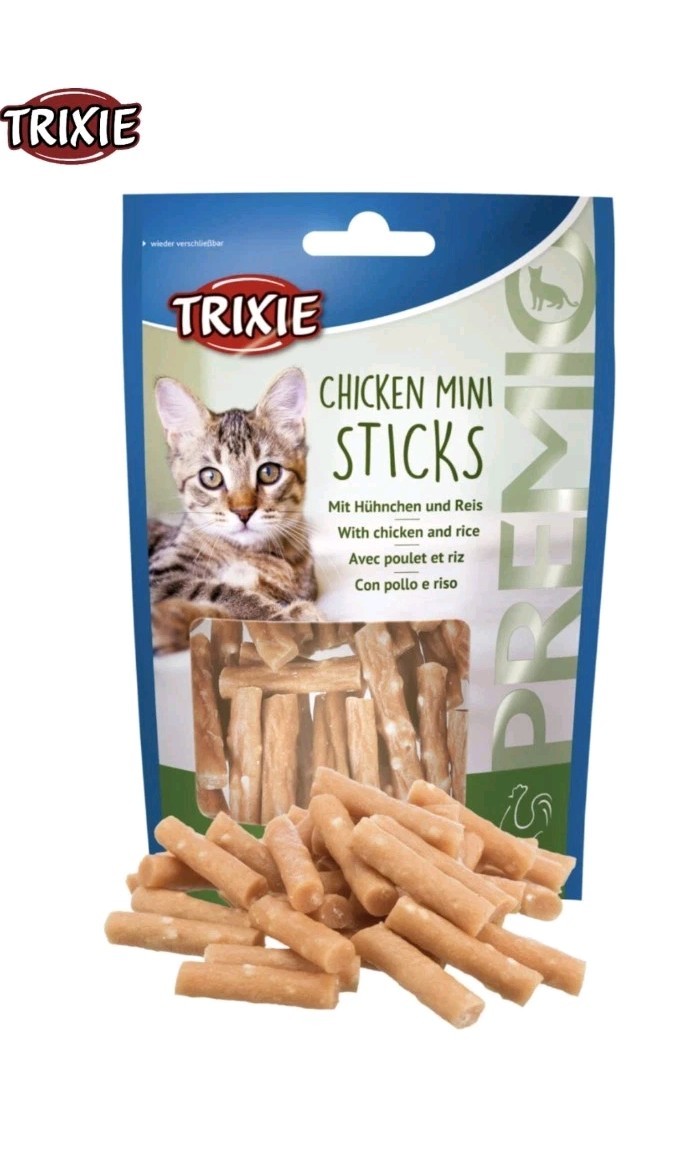 TRIXIE PREMIO CHICKEN MINI STICKS WITH RICE HIGH MEAT CONTENT CAT TREATS 50G