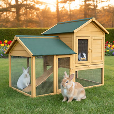 Kaninchenstall Hasen Stall Hasenfarm mit Auslauf Freilauf Gehege Kaninchen Käfig