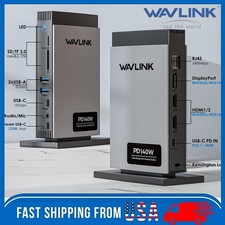 Dual HDMI Hub USB C Laptop Docking Station Triple Monitor Dock DP/2xUSB-A/USB-C