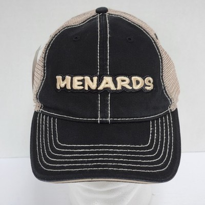 Menards Logo Black & Tan Meshback Snapback Trucker Hat NWT Has Fading
