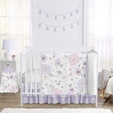 5-Piece Baby Crib Bedding Set Purple Boho Floral Girls Infants/Nursery incl.