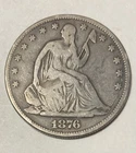 New Listing1876 Seated Liberty Half Dollar 50C Silver Coin Circulated Uncertified