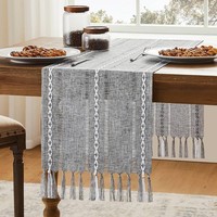 TischläUfer Boho Grau Quasten Baumwolle Leinen 33X143 Cm Deko Hochzeit Party