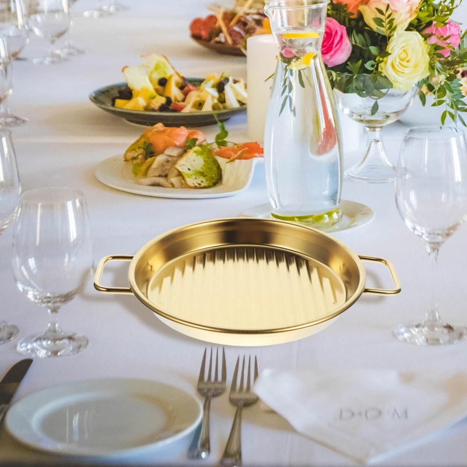 Serviertablett Mit Henkel Griffen Grill-Serviertablett Servierplatte Aus Metall - Bild 4 von 4