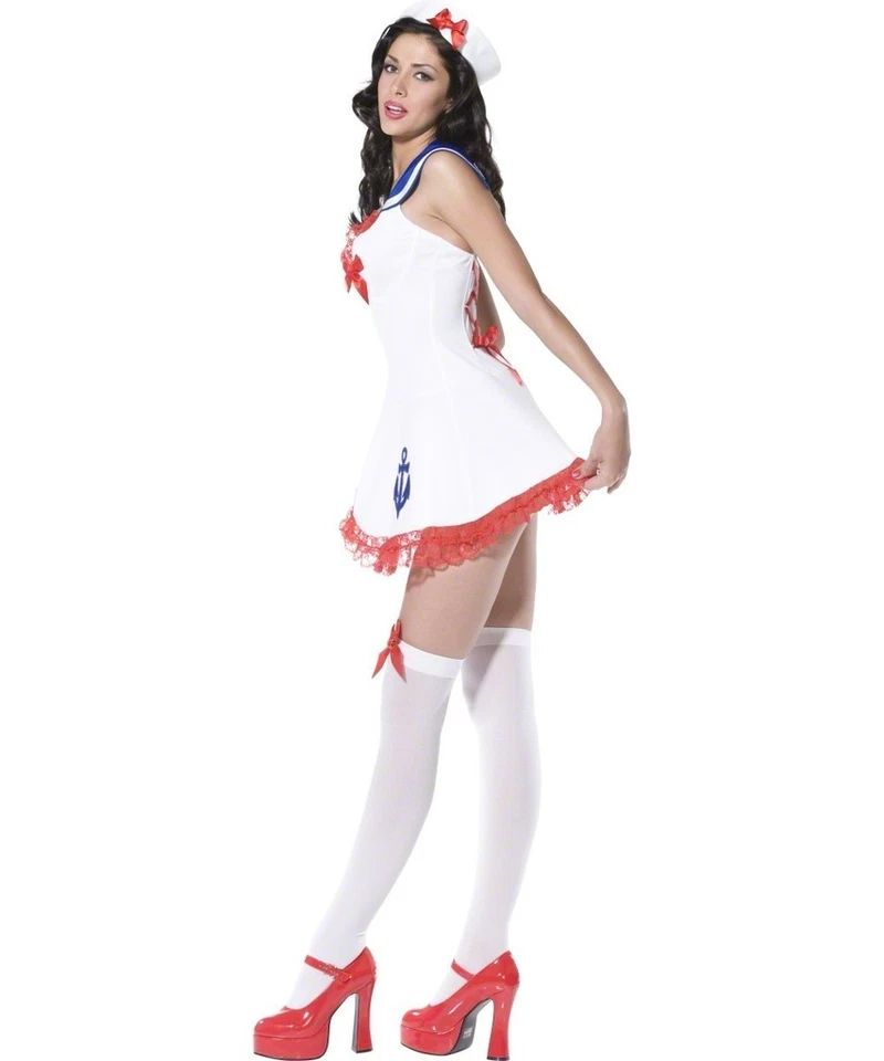 Sexy Disfraz Pinup Halloween Adulto Para Mujer Años Cincuenta Niña Marinera Foto 4 de 4