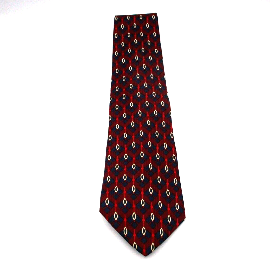 T.K.S. for Nordstrom Men's Necktie Red with Blue Ivory Geometric
