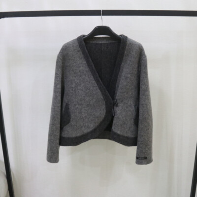 Women Double Sided 90% Wool Coat V Neck Short Jacket Overcoat