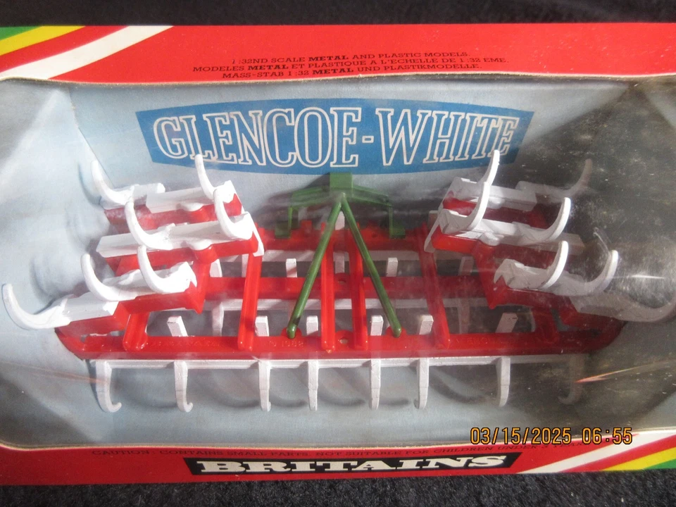 Cultivador de campo de juguete equipo agrícola vintage GRAN Bretaña glencoe blanco 3 puntos WFE Foto 2 de 4