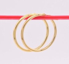 2mm X 30mm Plain All Polished Shiny Hoop Earrings REAL 14K Yellow Gold