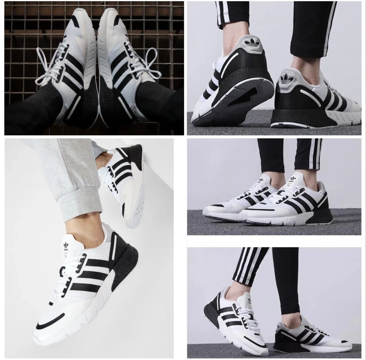 Adidas Men Ultra Originals ZX 1K Boost Black/White Running Shoes (FX6510)