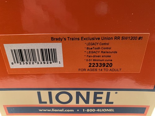 LIONEL LEGACY UNION RAILROAD (PITTSBURGH) SW1200 DIESEL SWITCHER ENGINE 2233920 - Picture 22 of 22