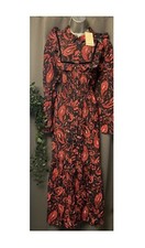 Image of Monsoon Woman’s Print MIDI Dress Size Large BNWT Red Paisley 