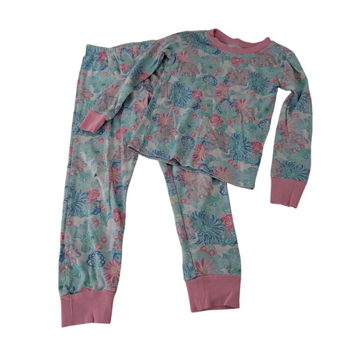 Lilly Pulitzer for Pottery Barn Floral Pajama Set Girls Size 6 Unicorns in Bloom
