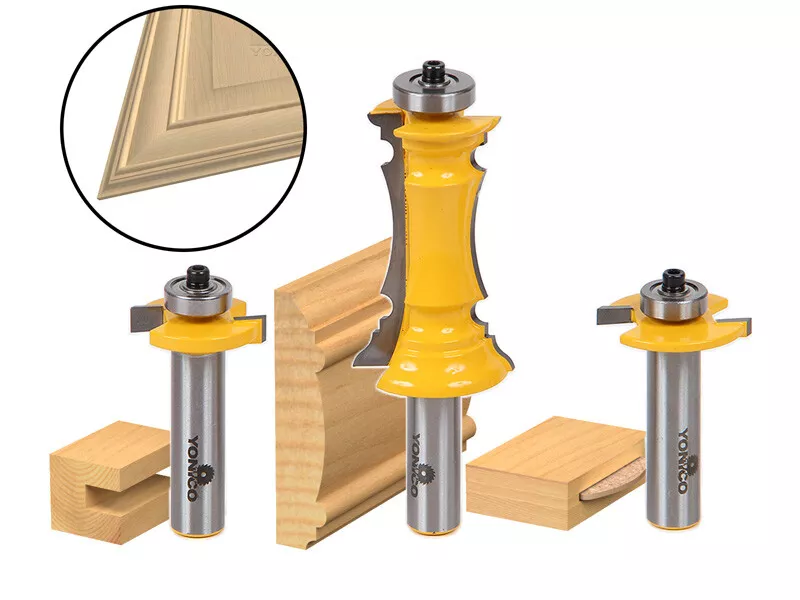 3 Bit Miter Frame Molding Router Bit Set 1 2